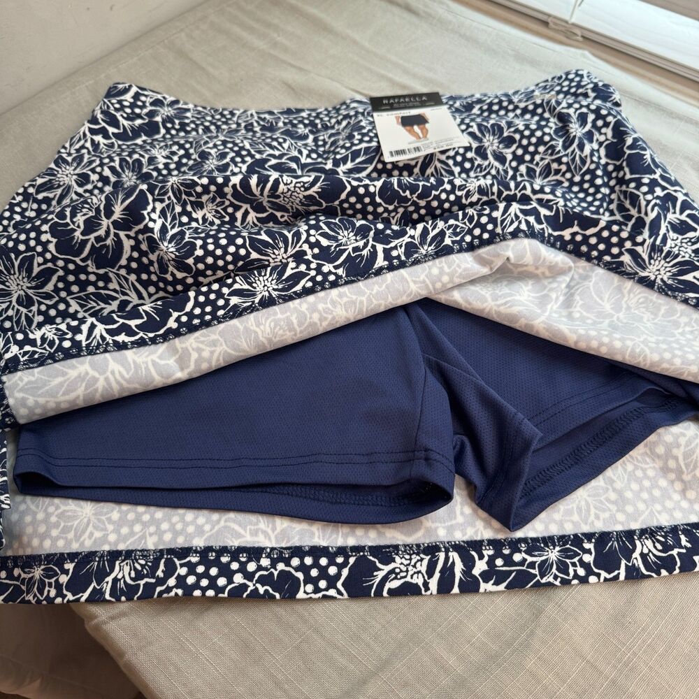 Rafaella Skort Women's XL Navy White Floral Stretch Pull On NWT $59.50 - Picture 9 of 9
